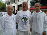 (da esq. para a dir.) Os aposentados Nelson Baccaro, de 86 anos, José Molina, de 71, e José Gomes Soares, de 68